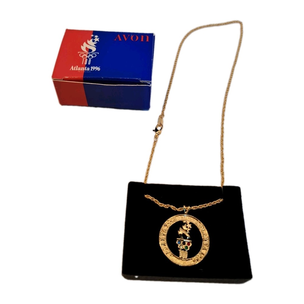 Avon Atlanta 1996 Olympic Games Gold Necklace Pendant - Team USA United States